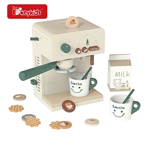 Simulation play appliance wooden coffee maker toy for kids W10D643